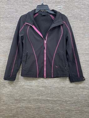 Hawke & Co Jacket Womens Small Black Softshell Full Zip Hooded Pink Trim Lined